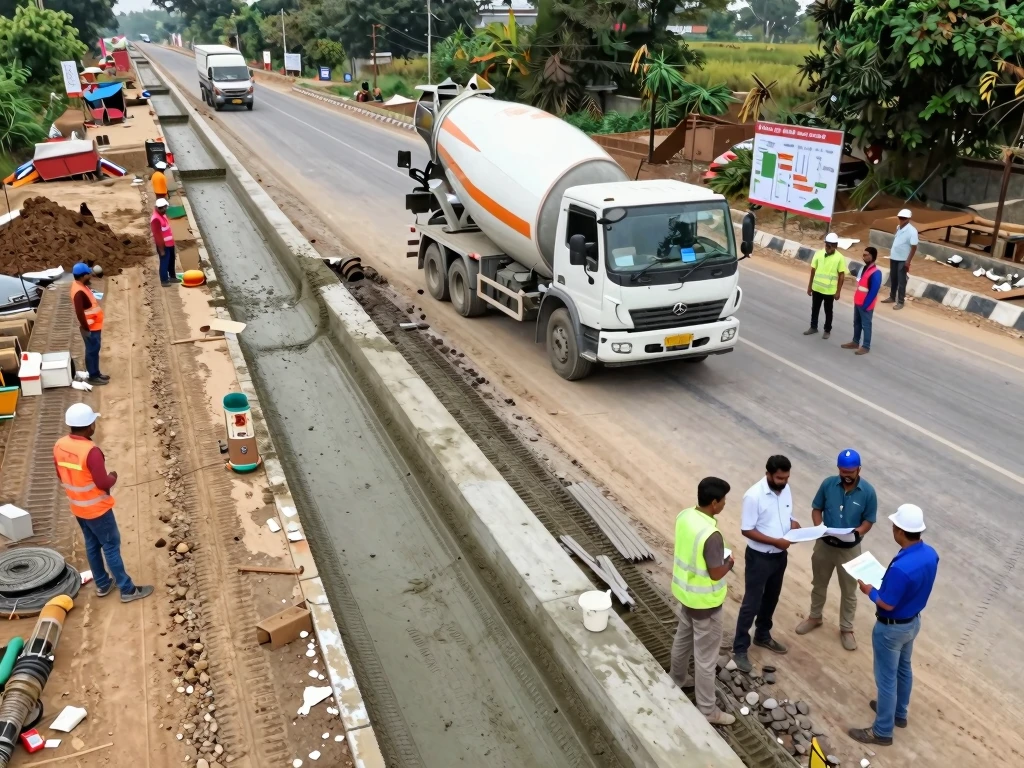 Road paving crew